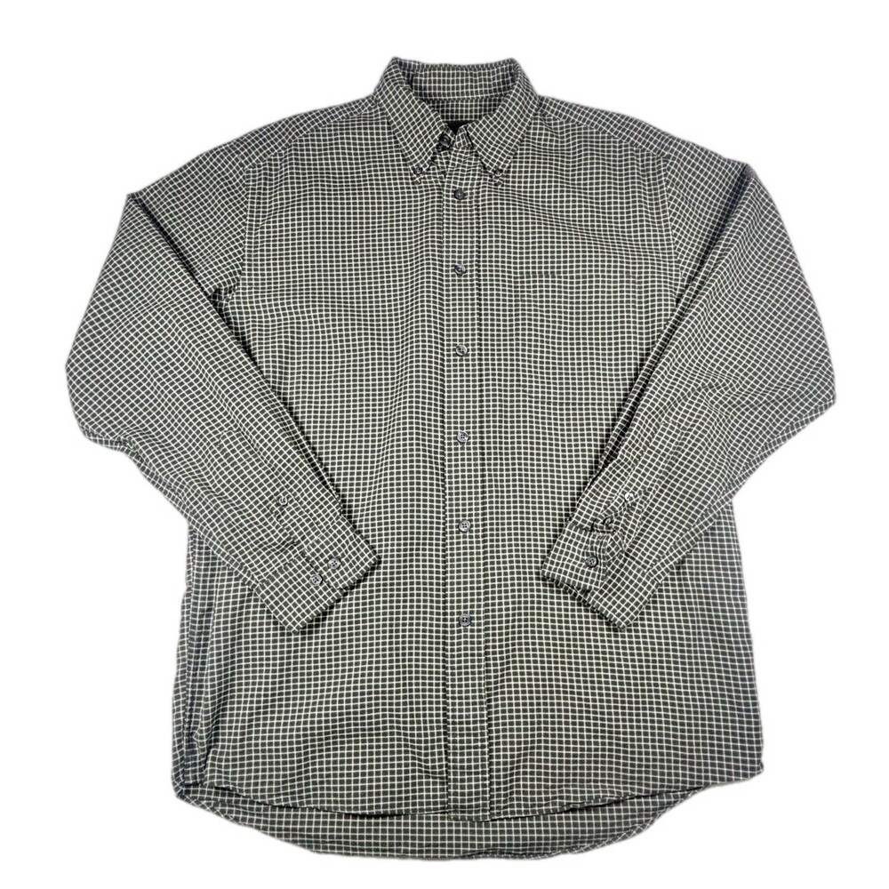 Eddie Bauer Green Plaid Button Down Shirt Wrinkle Resistant Casual Size Small